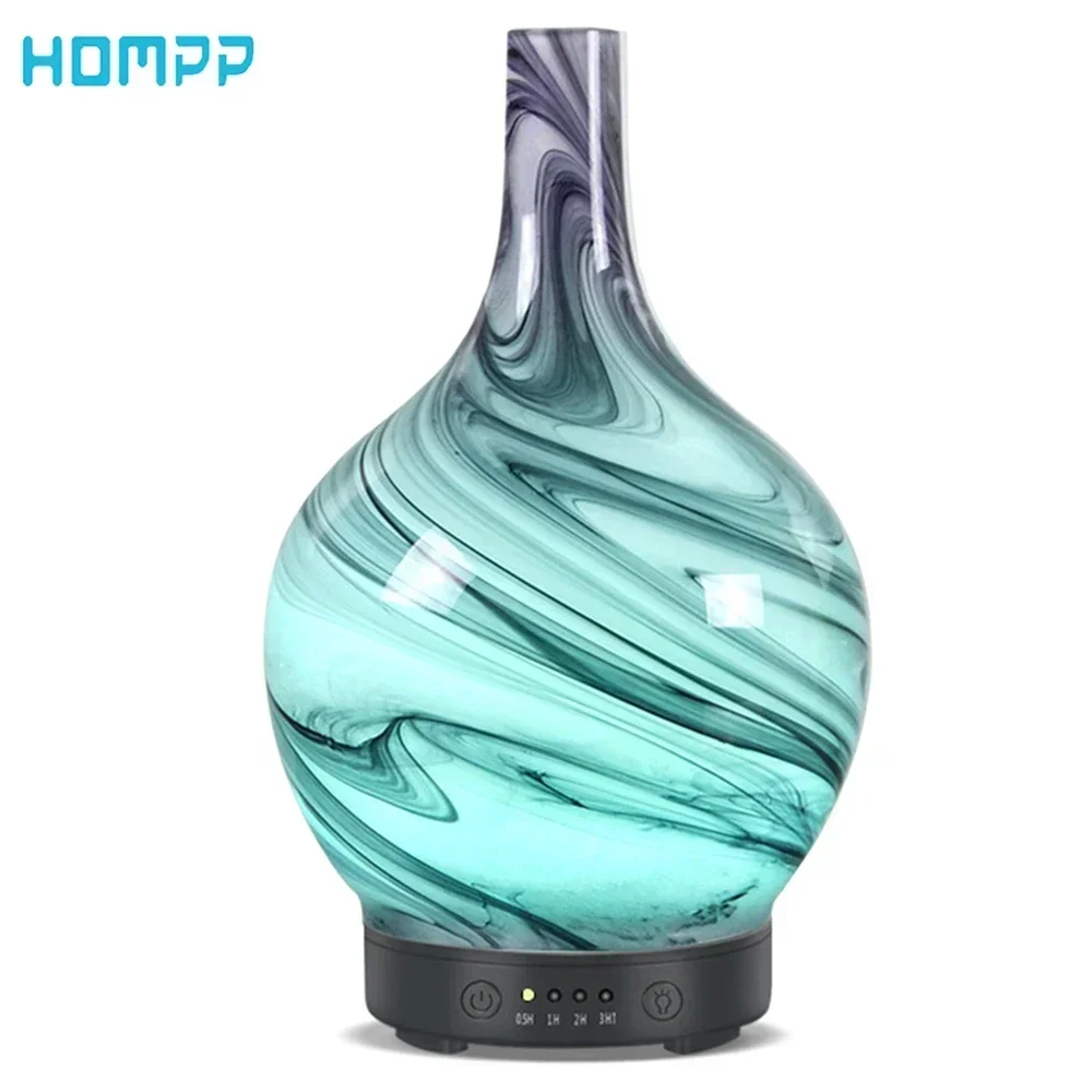 

100 мл увлажнитель для ароматерапии, стеклянный мраморный дизайн, прохладный туман ручной работы, эфирное масло, аромадиффузор, автоматическое отключение для спа-дома