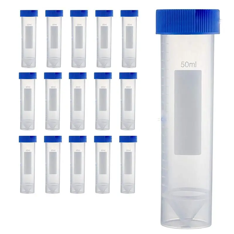 A29F-Self Standing Centrifuge Tubes 50ML, [50 Pack] Plastic Test Tube With Screw Caps, 50ML Sterile Test Tubes With Lids Reusabl