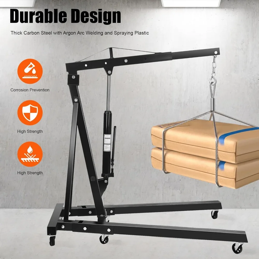 رافعة محرك قابلة للطي، رافعة محرك هيدروليكية 4400 رطل مع 6 عجلات وأزهار تلسكوبية قابلة للتعديل، شديدة التحمل #2