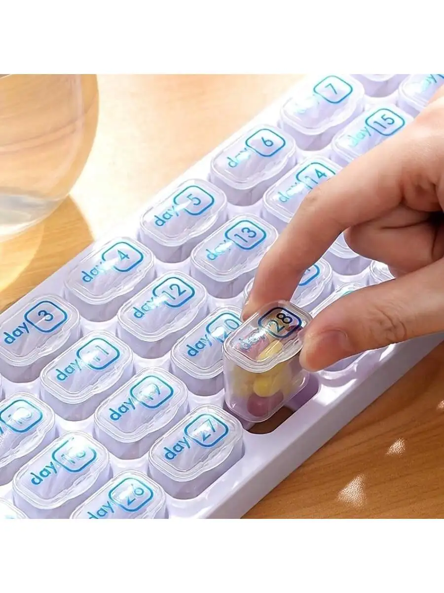 

Цельный портативный 31-дневный органайзер для таблеток, герметичный контейнер для лекарств для витаминов и таблеток, коробка для таблеток для дома или путешествий