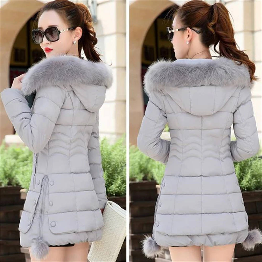 2024 Faux Fur Parkas Women Down Jacket Plus Size Womens Parkas Thicken Outerwear hooded Winter Coat Female Jacket Cotton padded