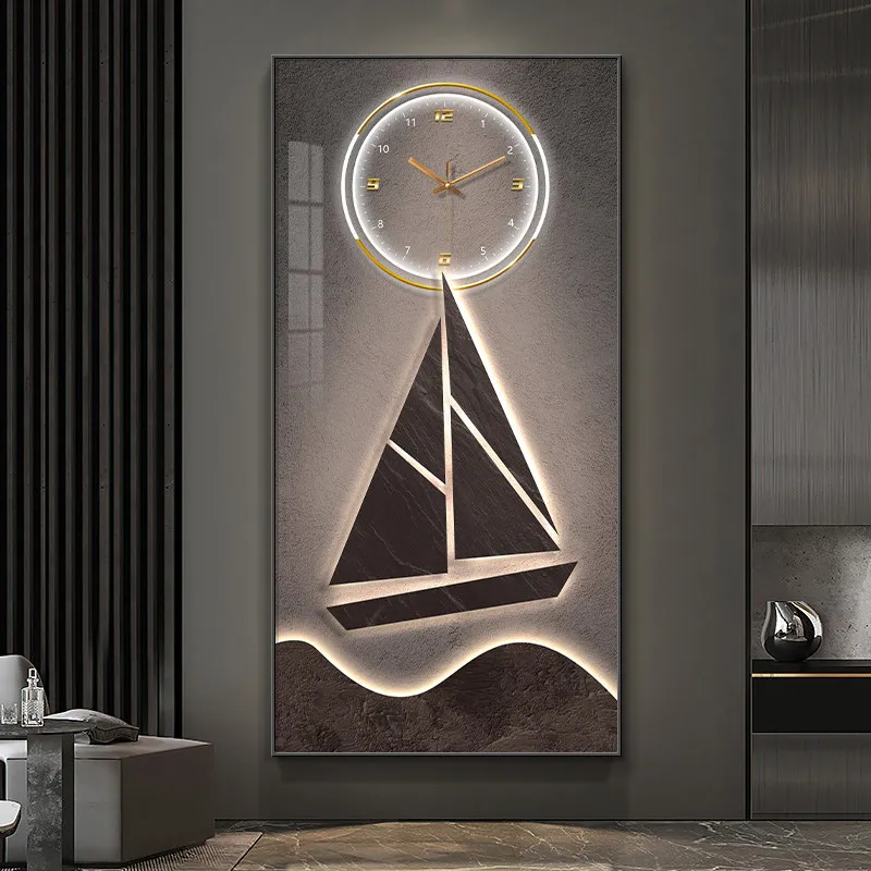 Modern Design Wall Clock Entrance Living Room Corridor Wall Decor Mute Digital Clock Large Abstract Hanging Painting Wall Watch