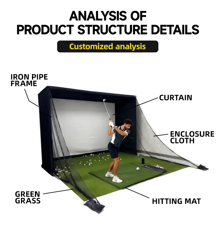 New Arrival High Quality DIY Frame Cage Double Layer Impact Screen Space Saving Golf Simulator Enclosure