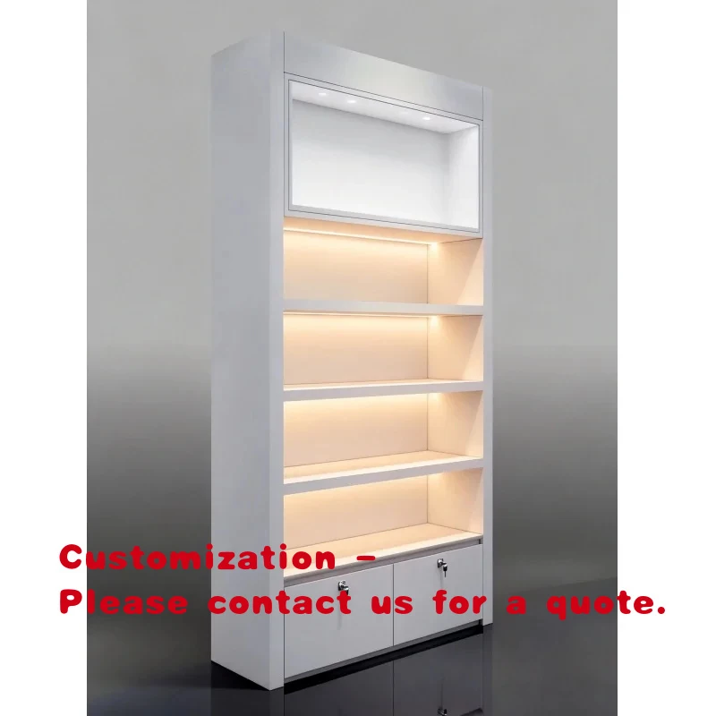 custom.Modern Luxury Glass Showcase With Led Light Storage Cases Cabinets Book Cabinet Retail Store Jewelry Wooden Material