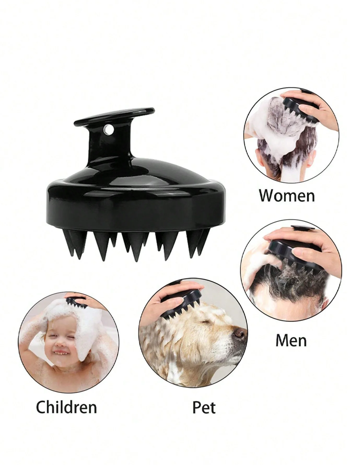 Silicone Shampoo Brush for Home Use, Hair Washing and Massage Brush, Scalp Cleaning and Anti-Itch Head Scratcher
