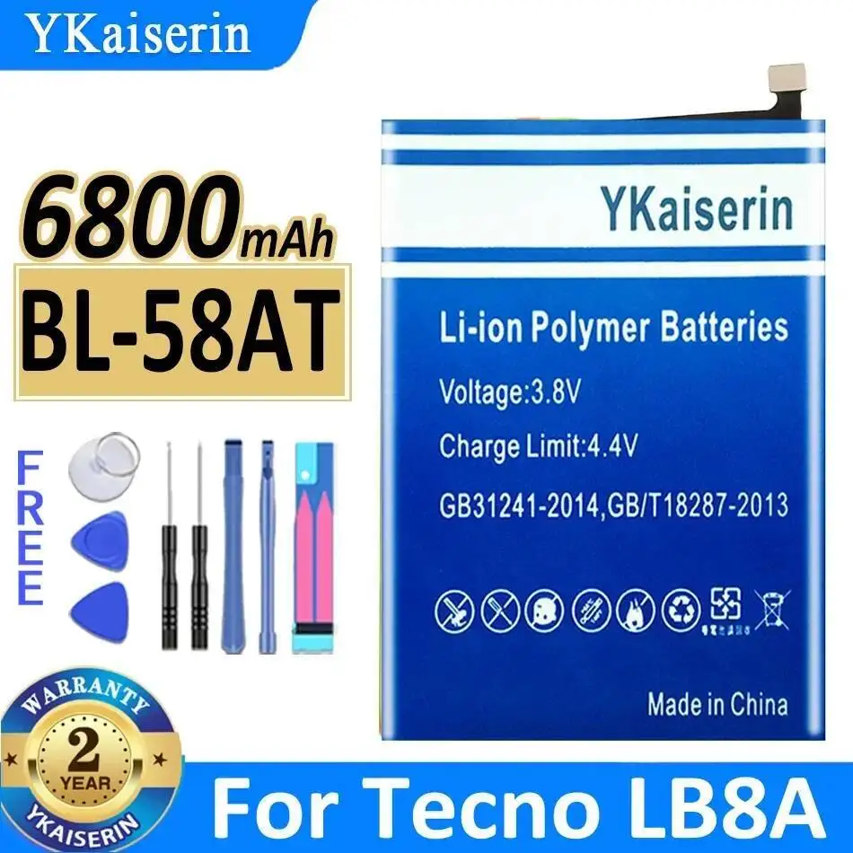 

Аккумулятор мобильного телефона BL-58AT для надежного источника питания Tecno Lb8a 6800 мАч