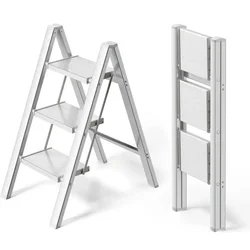 2-3-4 Stap Ladder Aluminium Lichtgewicht Opvouwbare Opstapkruk Breed Antislippedaal 150kg belasting Huishoudelijk Kantoor Draagbare Trapladder