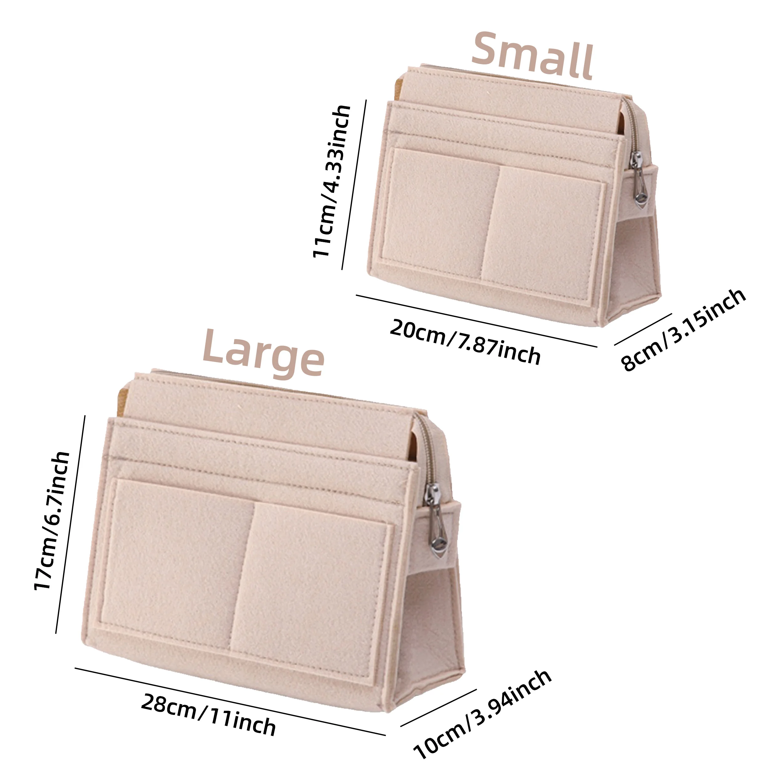 إدراج منظم المحفظة، منظم حقيبة اللباد متعدد الجيوب لحقيبة اليد ومنظم المحفظة