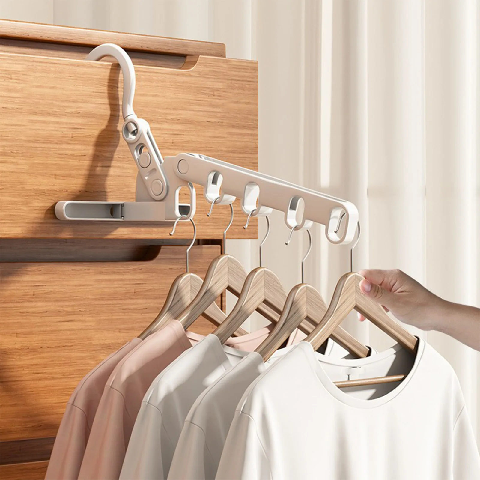 

Foldable 5-hole Clothes Drying Rack Indoor Clothes Rack Portable Travel Hotel Hanging Clothes Hook Clothes Hanger Save Space