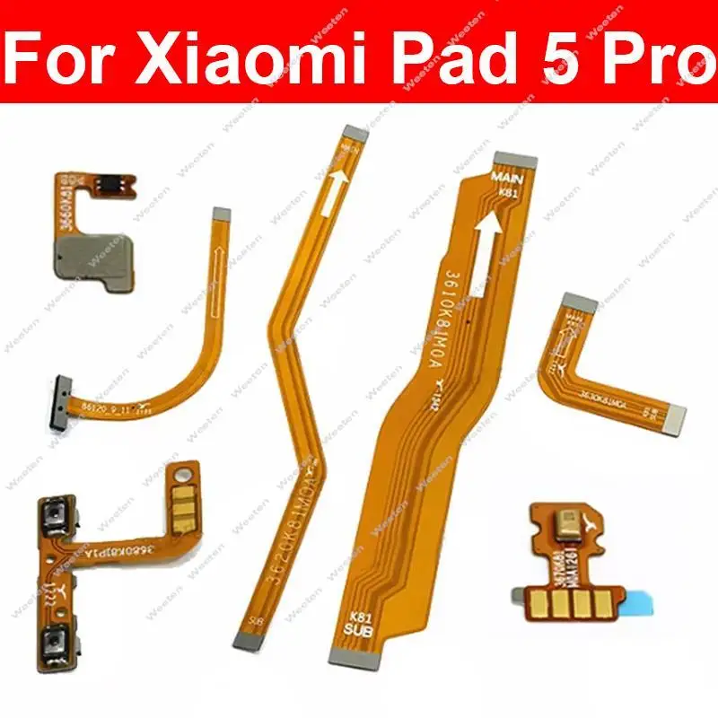 LCD Mainboard Flex Cable For Xiaomi Pad 5 Pro Power Volume Microphone Keyboard Flex Light Sensor Contact Flex Ribbon