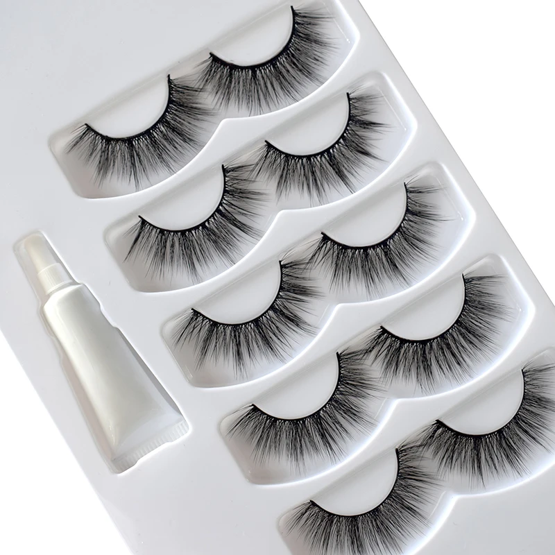 GUER YOUNG Makeup Bottom Eyelashes Kit 5 Pairs 3D Natural Looking Under Eye Lashes Extension lash full false eyelash sets