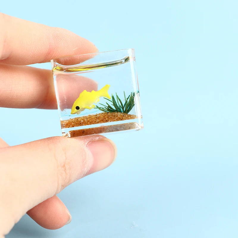 Dollhouse Mini Fish Tank DIY Resin Transparent Goldfish Tanks Miniature Decor