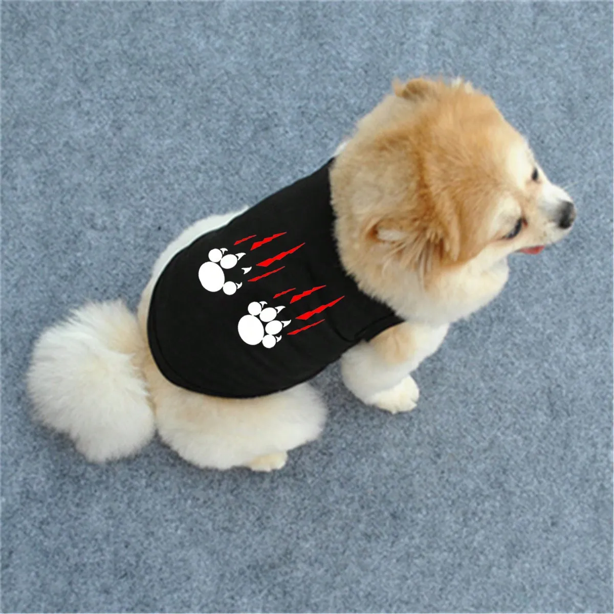 1pc Red Paw Print Pet Vest, Breathable & Cooling Summer Clothes For Pomeranian, Bichon Frise, Teddy, Dogs And Cats