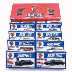 8PCS 1:87 4D Assemble Mini Long Car Stretch Limousines Deluxe Car Plastic Assemble Chevrolet Hummer Car Model Children Toys