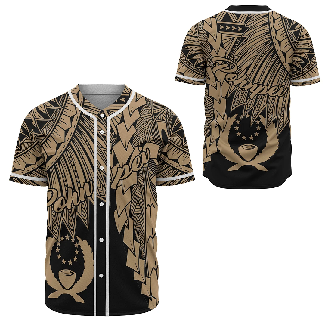 Pohnpei Polynesian Wave Tattoo 3D All Over Printed Men\'s Baseball Shirt Summer Casual Baseball Jersey Unisex hip hop Tops BQS-02