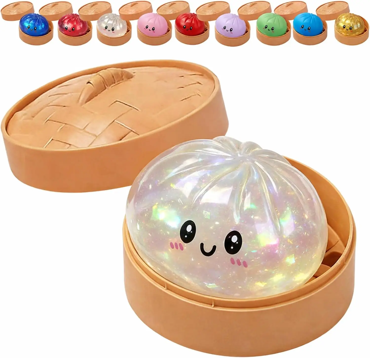Glitter Dumpling Glitter Dumpling Squishy met doosje Dumplings Zintuiglijk knijpspeeltje voor stressverlichting