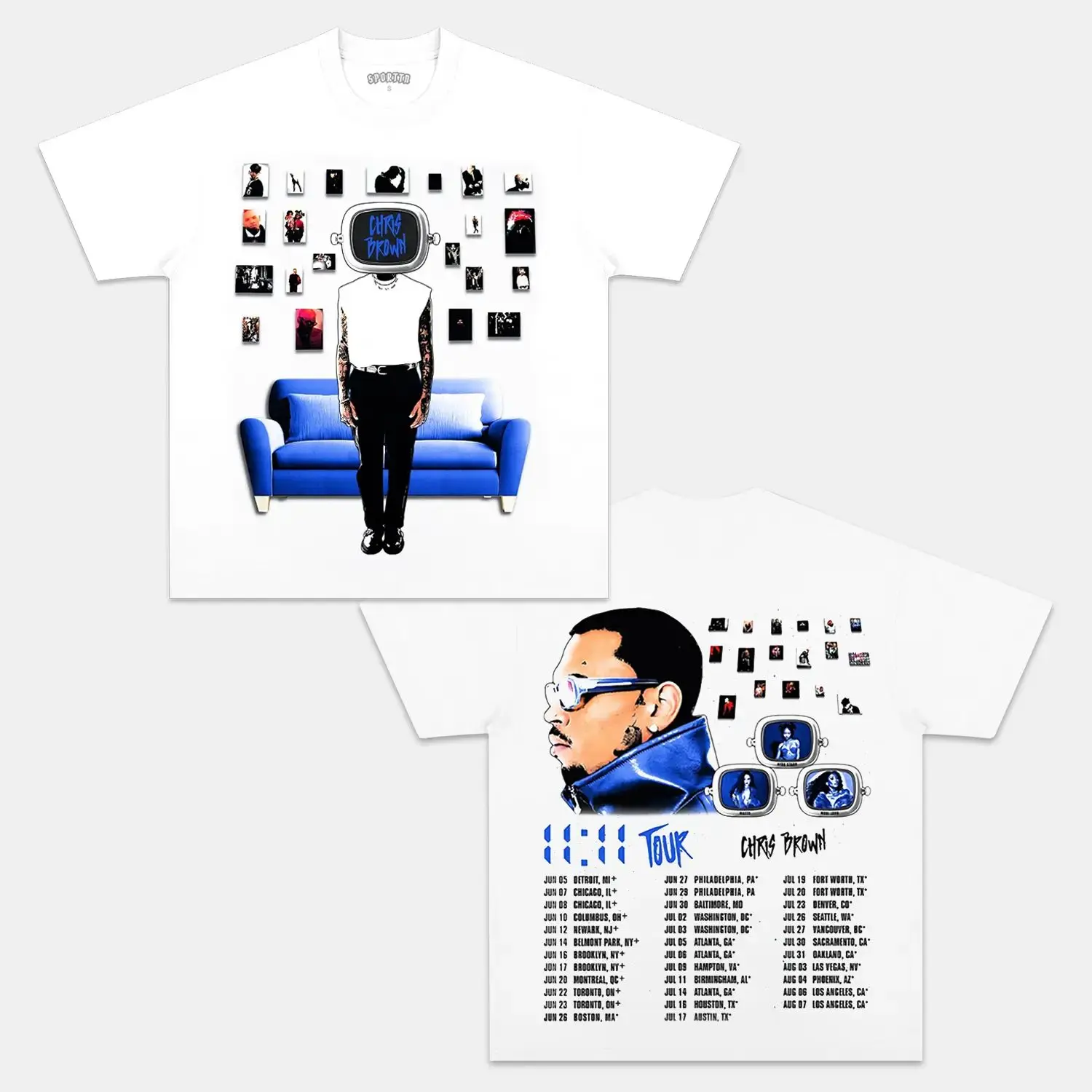 مغني الراب كريس براون بريزي السلطانية XX جولة 2025 تي شيرت الرجال النساء الهيب هوب موضة تي شيرت رجل عادية تي شيرتات قطن