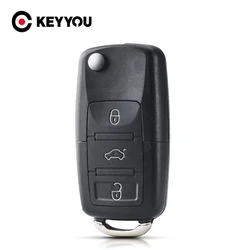 KEYYOU Modified 3 buttons Remote Key Shell Flip Folding Car Key Case for VW Golf 4 5 Passat b5 b6 polo Touran Jetta Seat Skoda