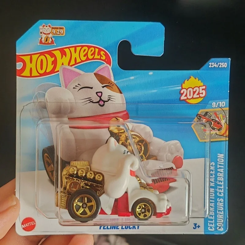 Nowy Oryginalny Model Autka Hot Wheels Szczęśliwy Kot, Zabawka Inercyjna, Kolekcjonerski Prezent Świąteczny, Ozdoba na Biurko, Dostępny od Ręki ﻿