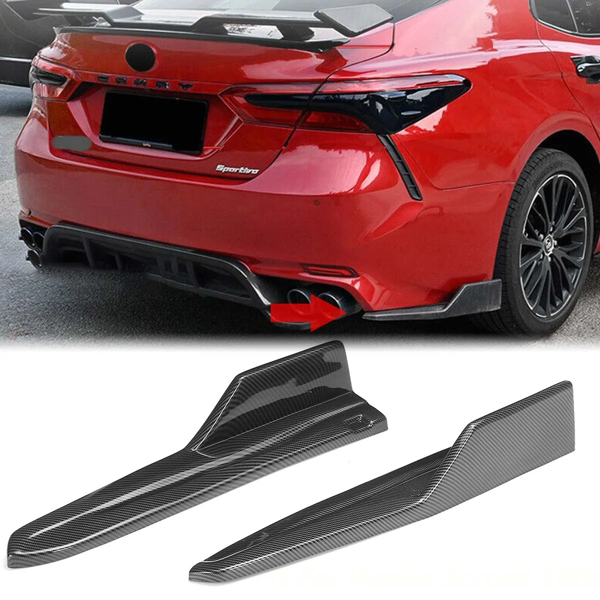 Rear Bumper Splitters For Toyota Camry SE XSE ONLY 2018 2019 2020 Side Spoiler Diffuser Aprons Guard Protection Car Accessories