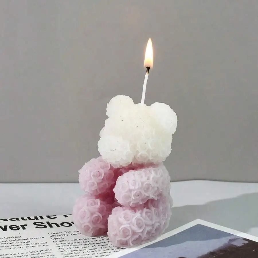 Harzgussform 3D Rosenbär Wachskerzen-Gipsform, Bären-Geschenk-Wachsform, DIY Bastel-Blumen-Tier-Epoxidharz-Geschenk, Seifenform – Detail 7