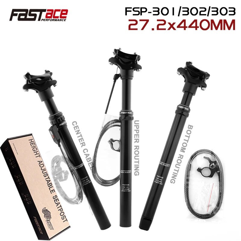 Fastace mountain bike lifter adjustable seat post 27.2/30.9/31.6/33.9mm MTB retractable seat post 440mm long 125mm stroke