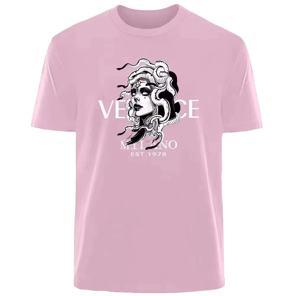 2026 Neue Italienische Beliebte Sommer-Medusa-Fotodruck T-Shirts für Tägliches Pendeln und Sport für Männer und Frauen – Detail 2