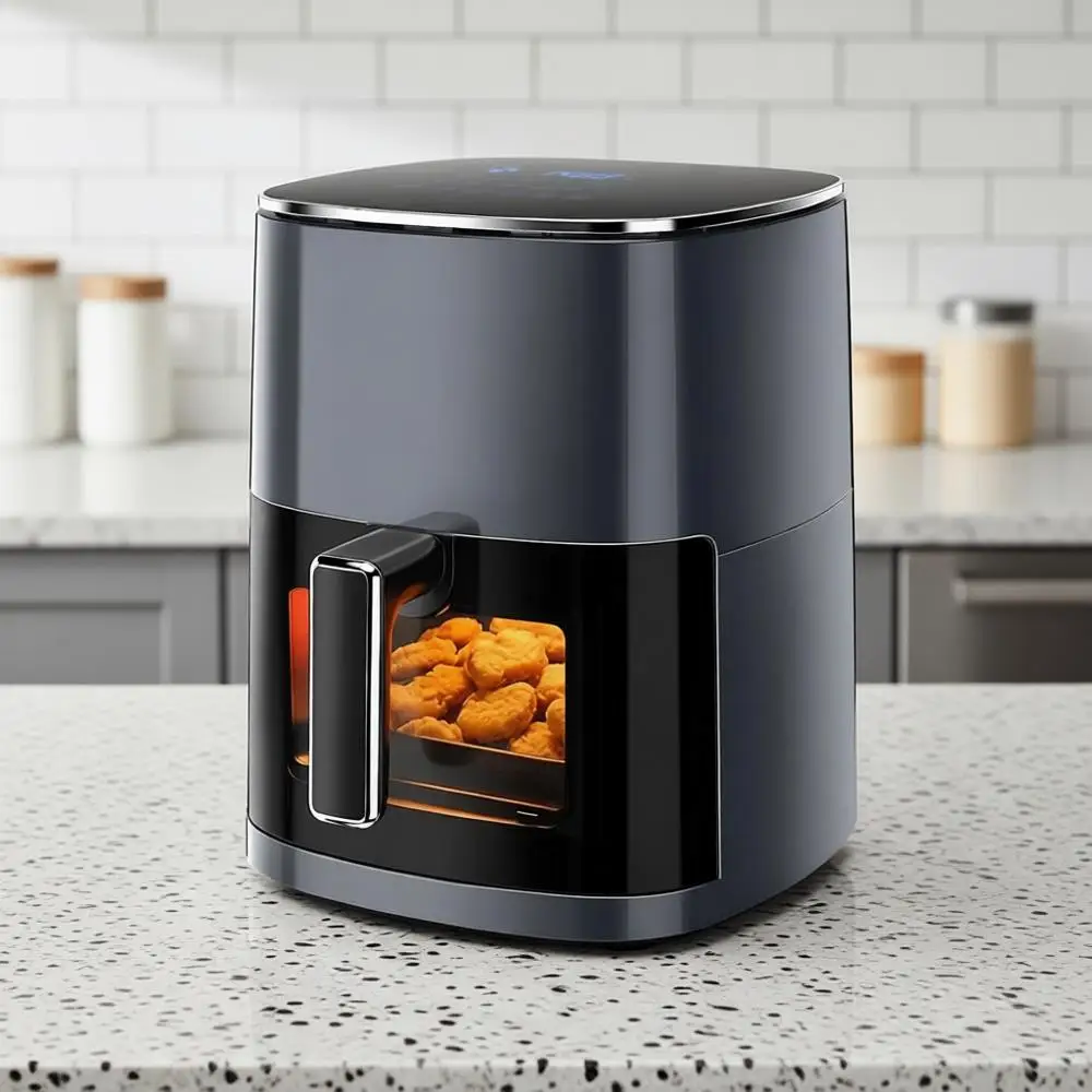 

6.34QT with Clear Window, 12-in-1 Oven, Roast, Reheat, Dehydrate, Bake, Steam, 400° Rapid Air Circulation Technology, Square Gra