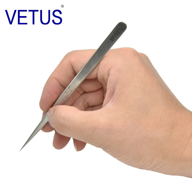 VETUS SP-11 SP-15 Anti-Static Antimagnetic Stainless Steel Tweezers Set For Electronic Mobile Phone Repair Tools Kit