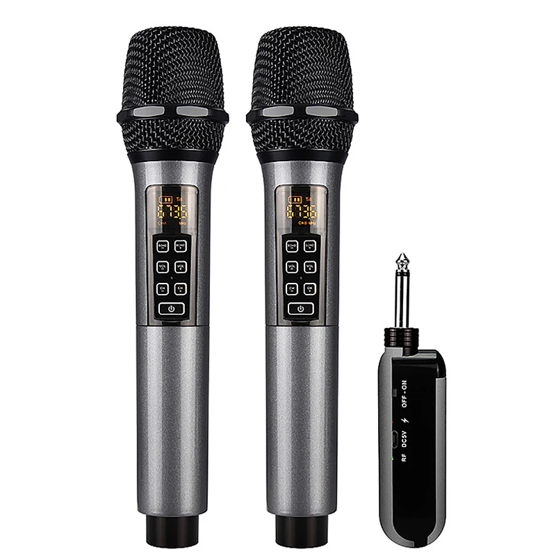 

Professional Wireless Microphone 2 Channels UHF Handheld Mic Bluetooth Micphone For Singing Party Karaoke Church Show Wedding