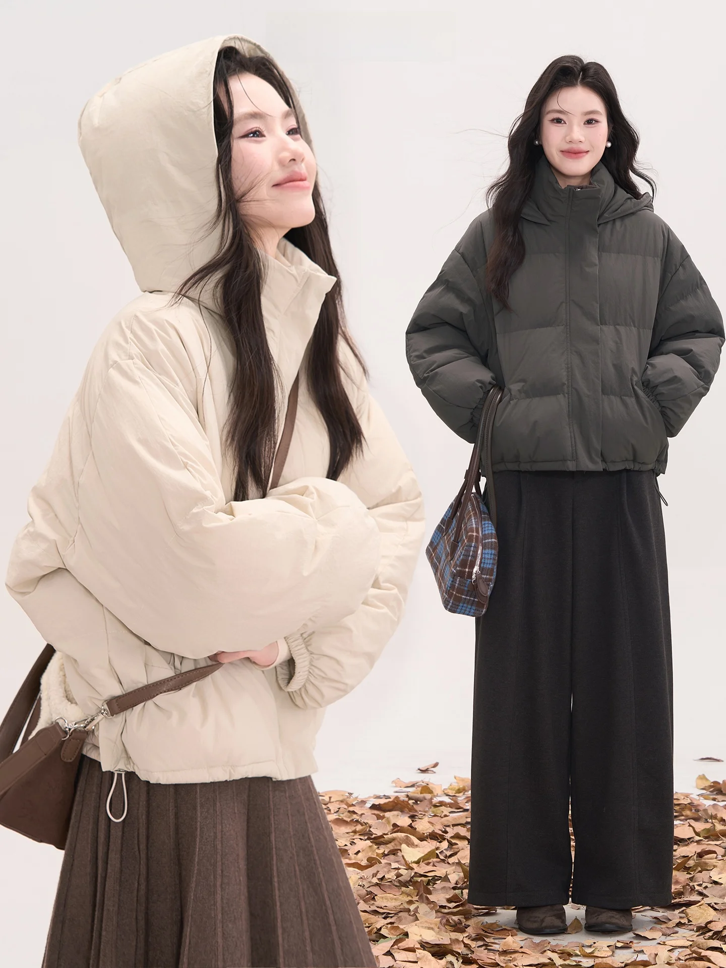 

Heme Spring Wild Cherry Blossom Thickened Hooded Cotton Jacket Women's Winter Versatile Bread Style Coat Long Sleeve Zipper C...