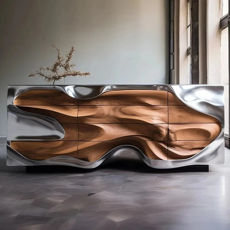 

Modern minimalist design light luxury artist home dining room side cabinet living room furniture