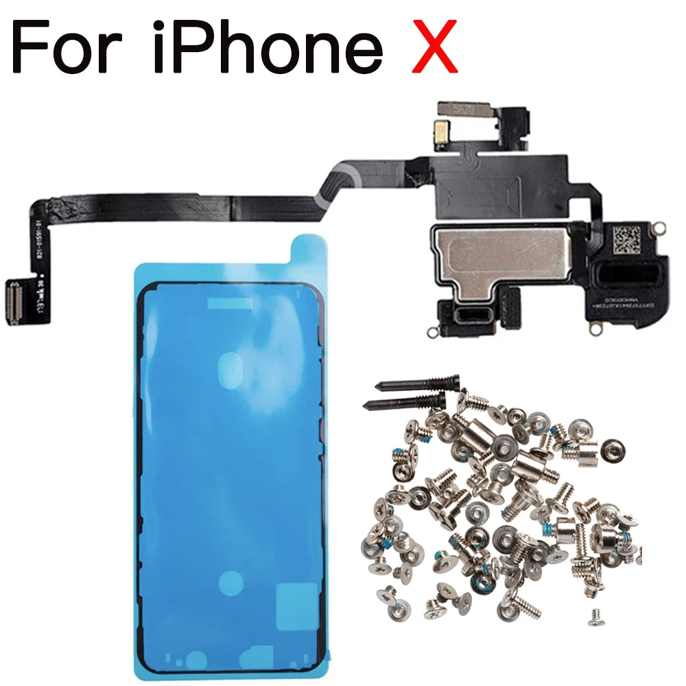 Earpiece Speaker Sound Flex + Waterproof Sticker Full Screws Set For iPhone 7 8 Plus X XR XS 11 Pro Max Top Ear Speaker