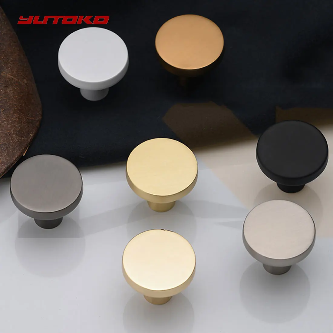 

YUTOKO Modern Drawer Closet Knobs Solid Brass Round Shape Pull Handle Home Cupboard Decor Dresser Knob Single Hole Center