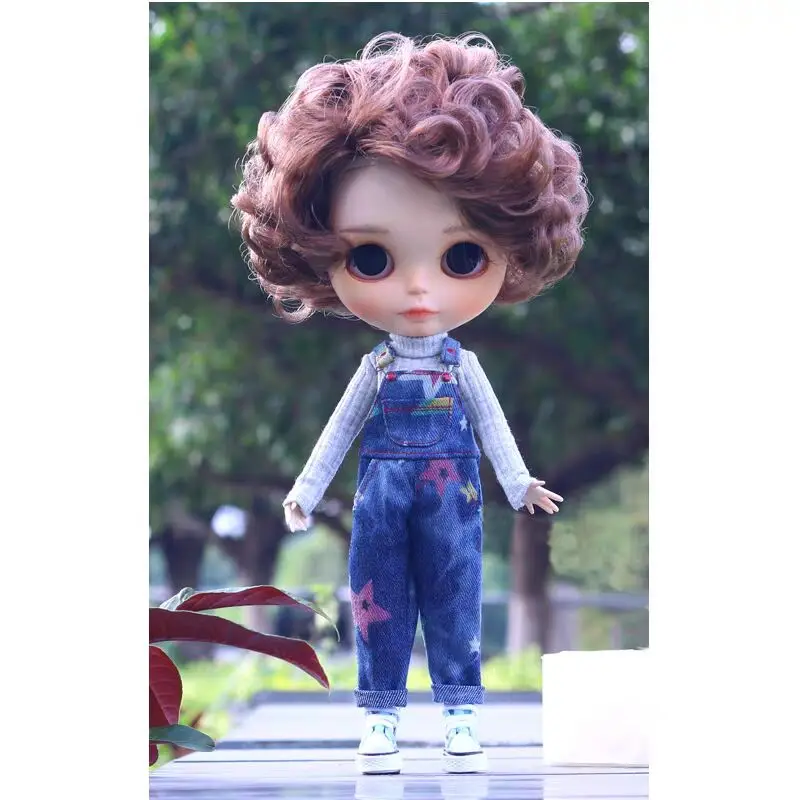 

2024 Newest style 2pcs Blythe doll outfit suspender pants+turtleneck 1/6 BJD 30cm for Pullip,Ob22,Ob24, Licca