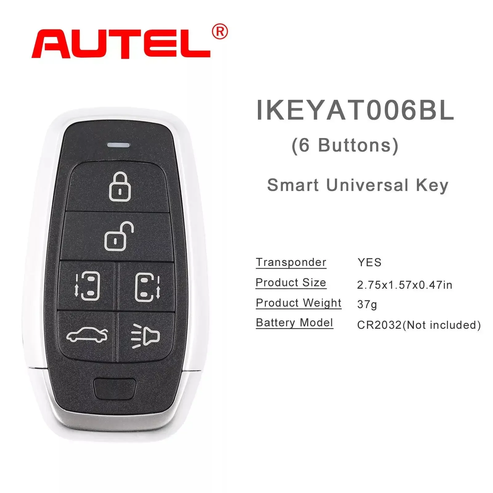 AUTEL MAXIIM IKEY 표준 스타일 독립 스마트 키, IKEYAT006BL, 6 버튼, 미국