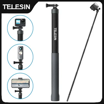 TELESIN 탄소 섬유 셀카봉 모노포드 확장 가능, 고프로 인스타 360 오스모 액션 DJI 액션 카메라용, 1/4 나사 포함, 1.2M, 3M