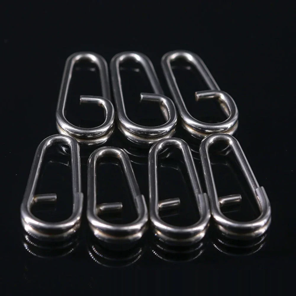 DNDYUJU 50 stücke Angeln Snap Edelstahl Gebogenen Kopf Oval Split Ringe Angeln Zubehör Stecker Pin Angelhaken Köder Tackle – Detail 8
