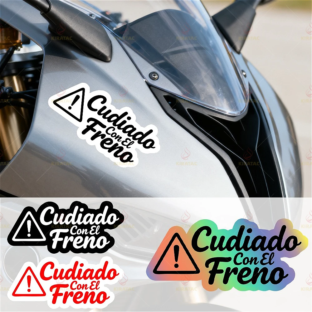 1 unidad de pegatina de motocicleta Cuidado Con El Freno para parabrisas de motocicleta carenado tanque de combustible caja trasera ventana de coche Scooter calcomanías de vinilo