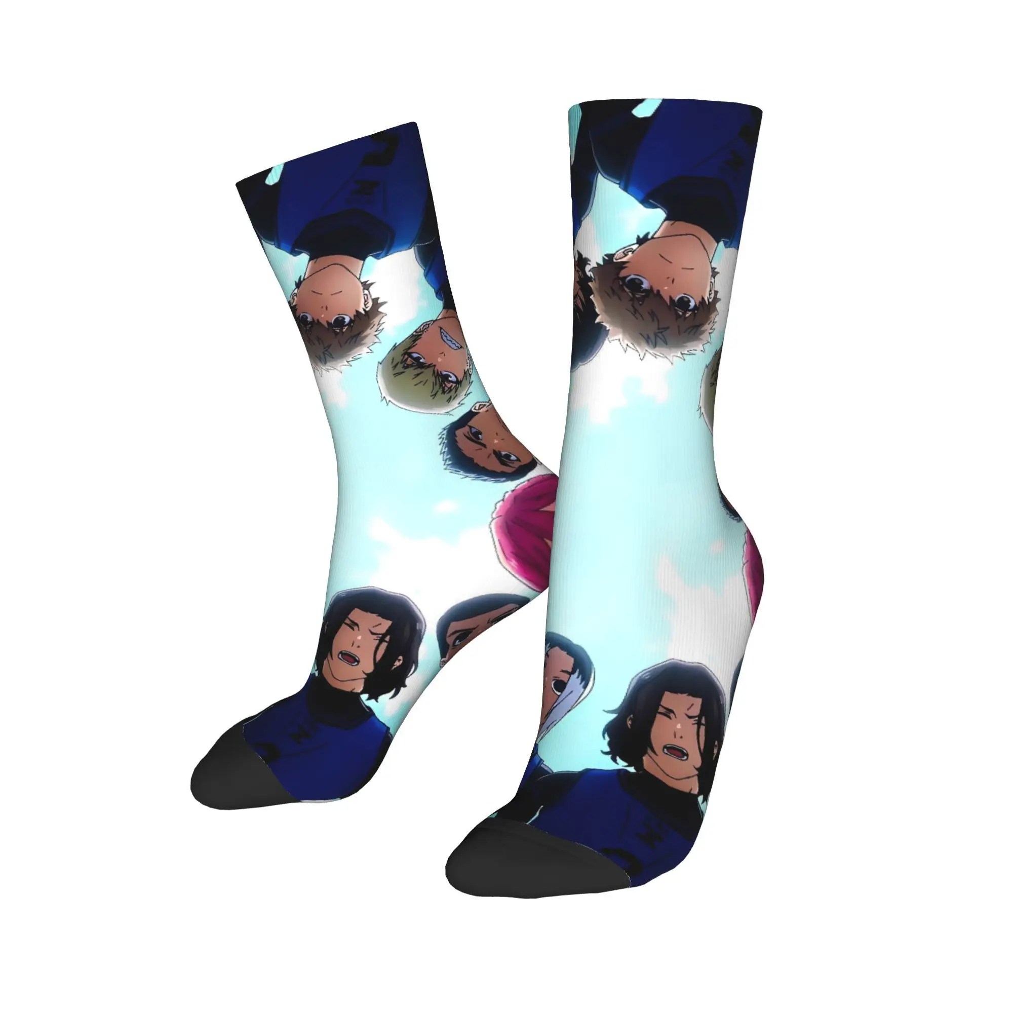 الأزرق قفل أنيمي جوارب أنيقة الجوارب للجنسين الرجال جودة الجوارب الربيع الرياضة في الهواء الطلق الرسم عدم الانزلاق الجوارب هدية عيد ميلاد