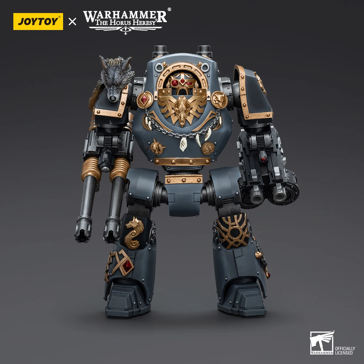 【JOYTOY】Warhammer 40K The Horus Heresy Space Wolves Contemptor Dreadnought con juguete de cañón Gravis Bolt