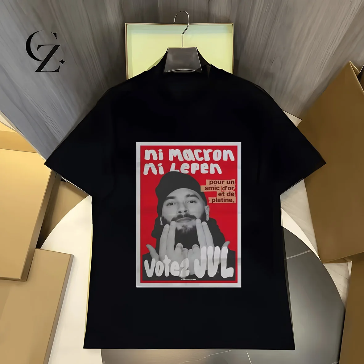 Camiseta de hombre con estampado 'Rapper Francés Jul Ni Macron Ni Lepen Votez Jul', Verano 2026, informal, oversize, de algodón, estilo streetwear, Harajuku
