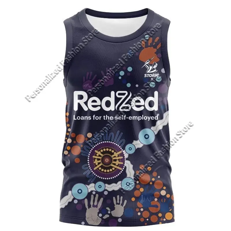 Ladies' Maternity Outfit 3D Printed Melbourne Storm Rugby Shirt Street Men's and Women's Round Neck Pullover Printed Sports Vest