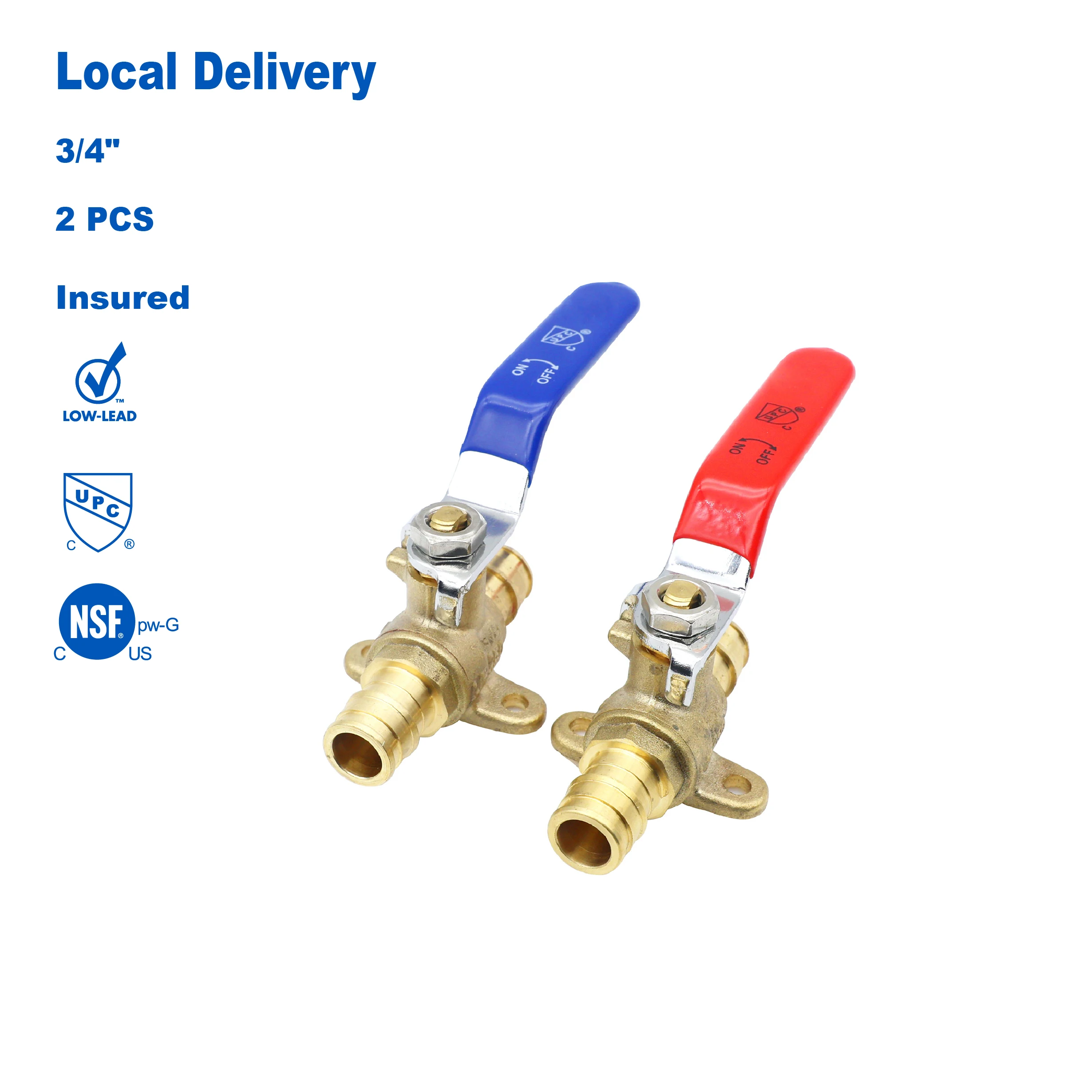

KING SMART 3/4" PEX A Ball Valve with Drop-Ear CUPC NSF Lead Free Certified; for Hot & Cold Water; Lead Free Brass 2 Pcs; 80286
