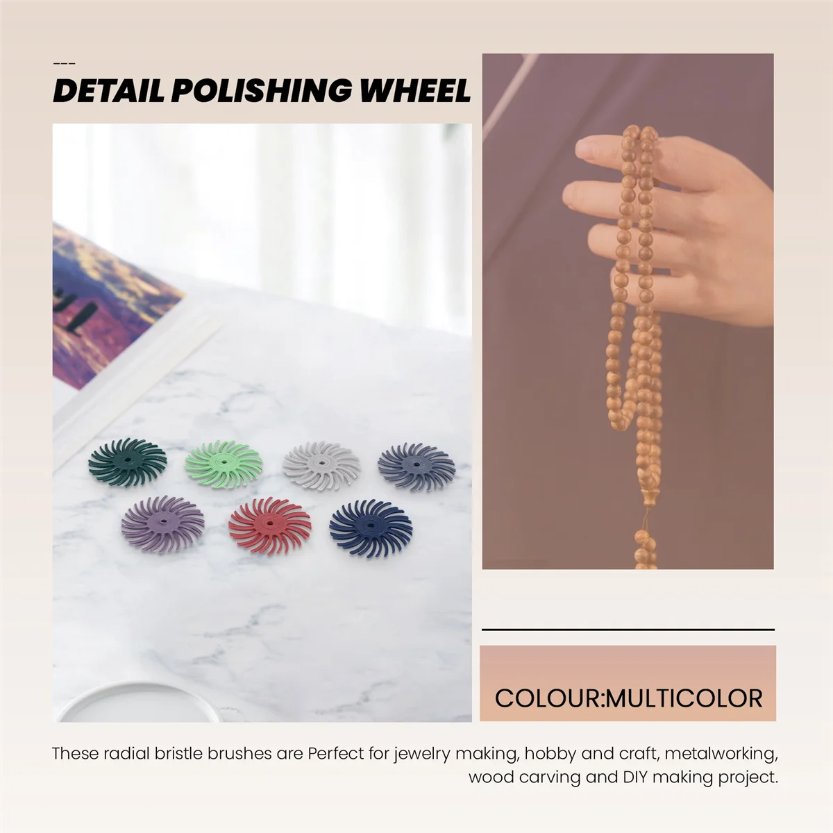 64Pcs 1 Inch Radial Bristle Disc Kit Abrasive Brush 3 and 2.35Mm Shank Detail Polishing Wheel for Rotary Tool Accessories image 4