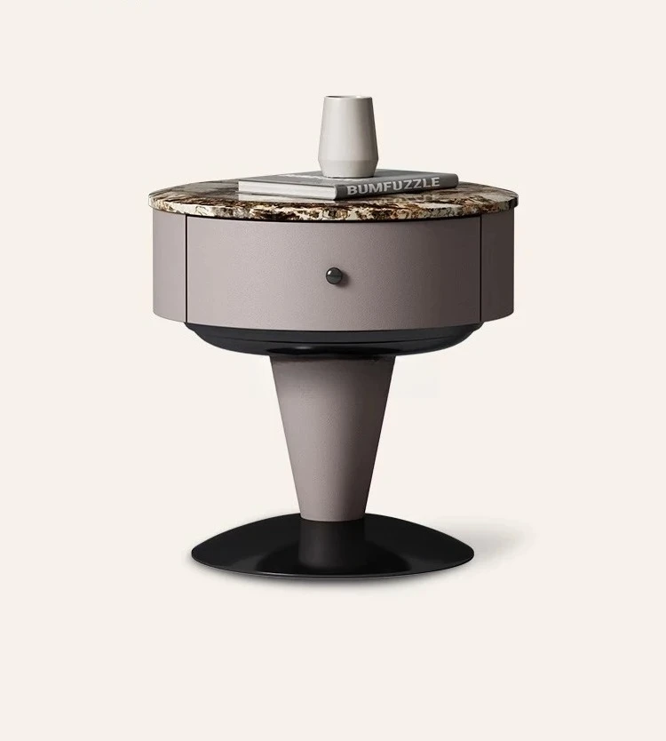 

Круглая прикроватная тумбочка из натурального мрамора Светлая роскошная итальянская минималистичная прикроватная тумбочка