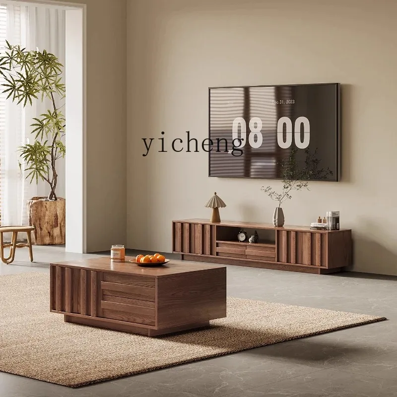 GZ Solid Wood TV Cabinet Storage Locker Integrated Cabinet Against The Wall Living Room Household Coffee Table view 4