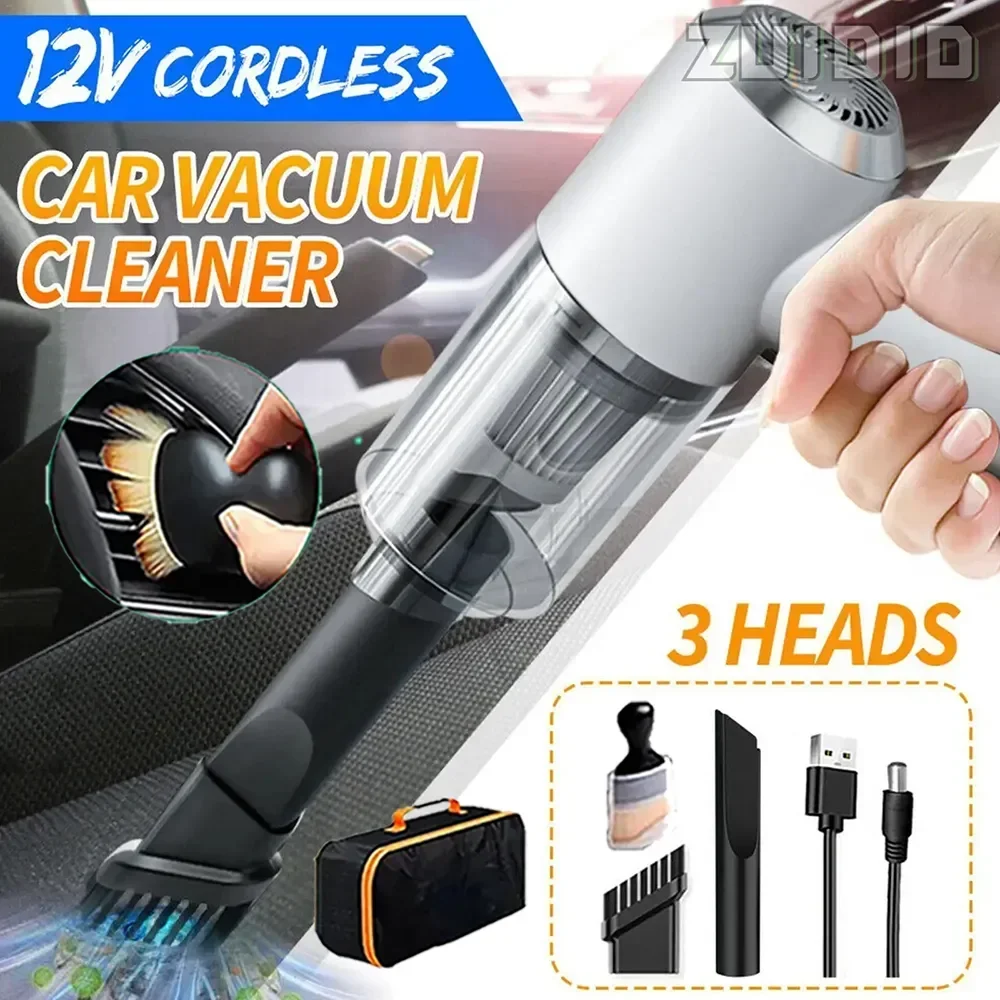 Portable Car Vacuum Cleaner Car Interior Super Strong Suction Handheld Vacumm Cleaning Machine Auto Accessories Car Supplies