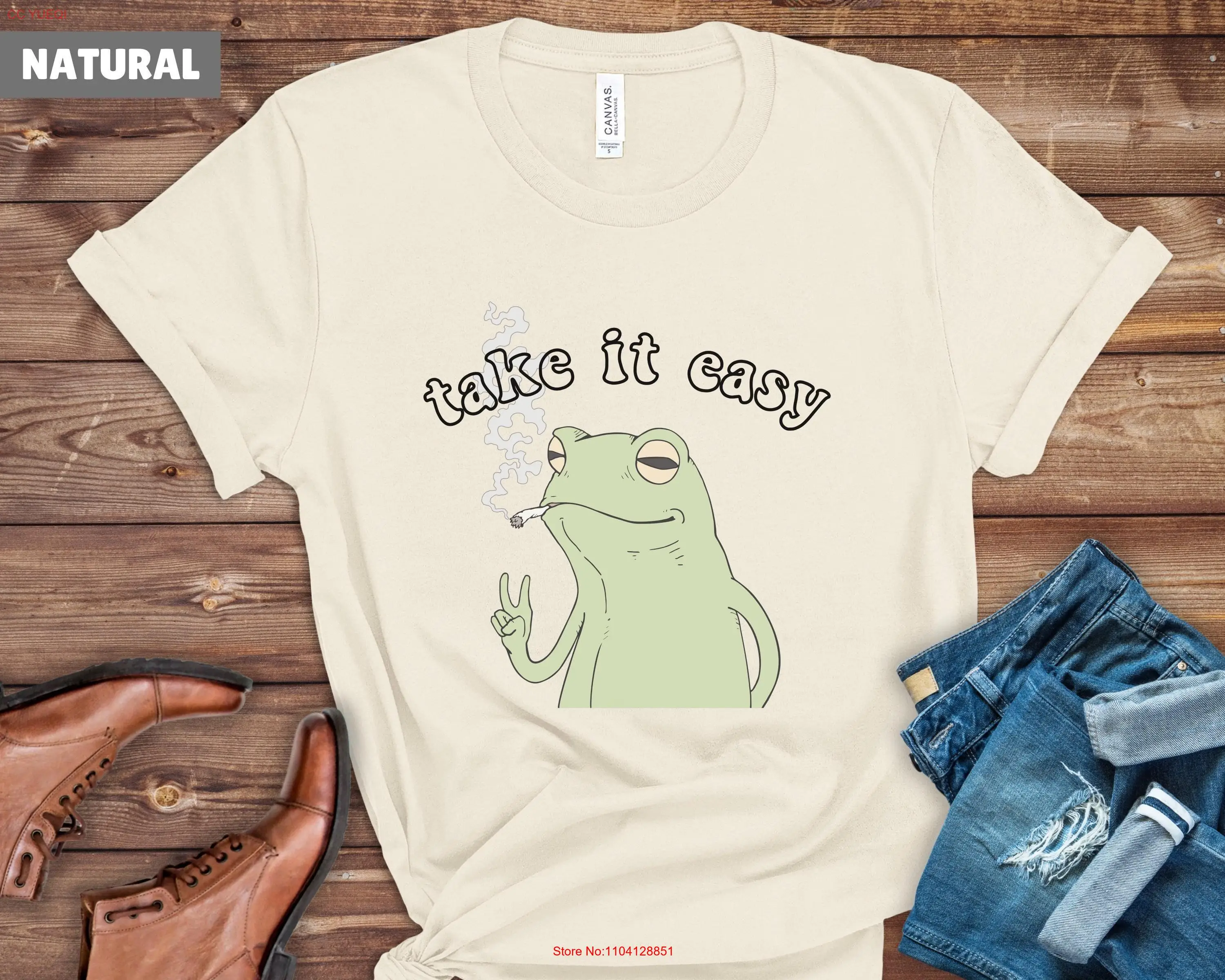 

Take it Easy T Shirt Frog Weird Retro Weirdcore Clothes long or short sleeves