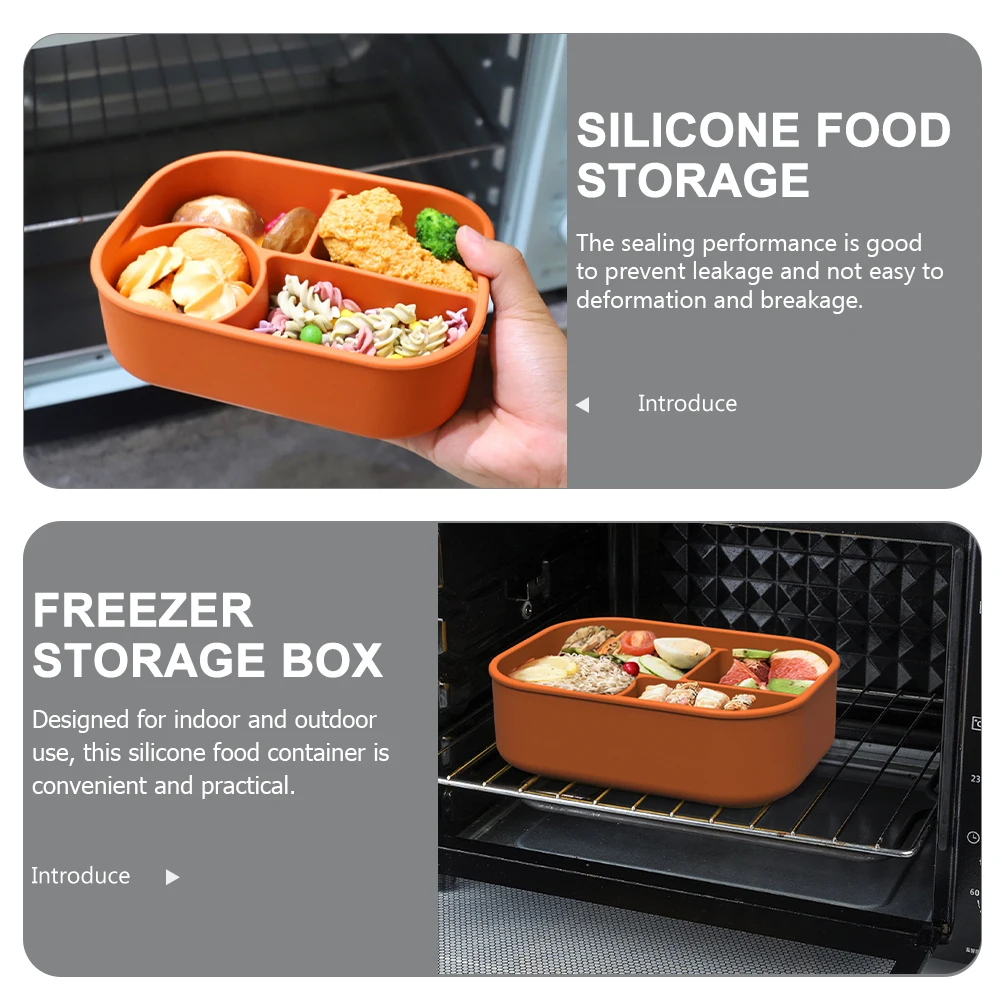 

Microwave Safe Silicone Food Containers Reusable Leak-Proof Meal Portable With Lids For Camping Kids Lunch Household